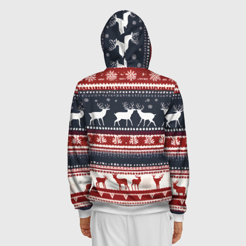 Мужская толстовка 3D на молнии Олени белые и красные свитер новогодний, цвет белый - фото 4