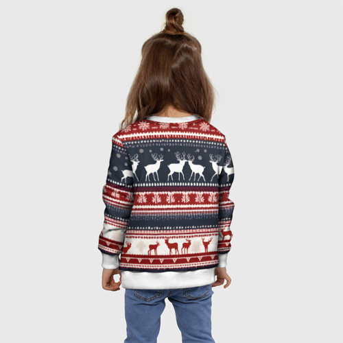 Детский свитшот 3D Олени белые и красные свитер новогодний, цвет 3D печать - фото 8