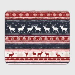 Прямоугольный коврик для мышки Олени белые и красные свитер новогодний