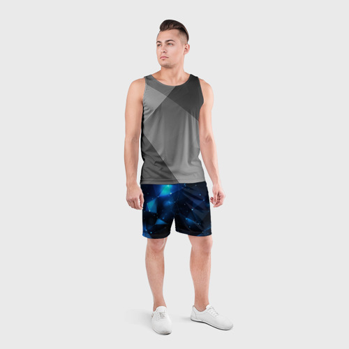 Мужские шорты спортивные с принтом Синяя    геометрическая    абстракция, вид сбоку #3