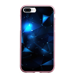 Чехол для iPhone 7Plus/8 Plus матовый Синяя  неоновая геометрия