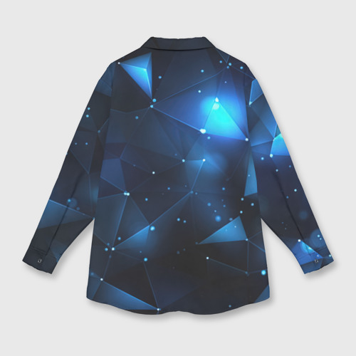 Мужская рубашка oversize 3D с принтом Синяя    геометрическая    абстракция, вид сзади #1