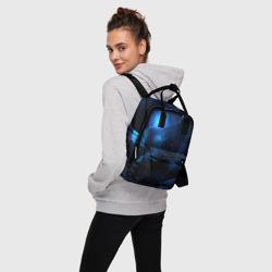 Женский рюкзак 3D Синяя  неоновая геометрия - фото 2