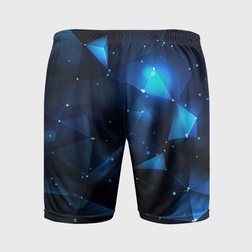 Мужские шорты спортивные с принтом Синяя    геометрическая    абстракция, вид сзади #1