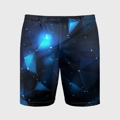 Мужские шорты спортивные с принтом Синяя    геометрическая    абстракция, вид спереди #2