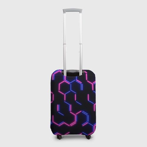 Чехол для чемодана 3D Сине-розовые неоновые неполные гексагоны, цвет 3D печать - фото 2