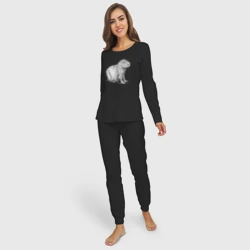 Женская пижама с лонгсливом хлопок Сидит капибара - фото 2