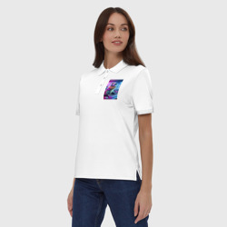 Женское поло хлопок Капибара игроман - неоновое свечение - фото 2