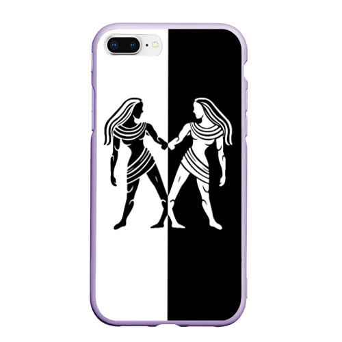 Чехол для iPhone 7Plus/8 Plus матовый Близнецы чёрно-белое, цвет светло-сиреневый