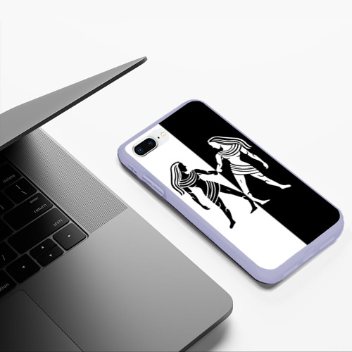 Чехол для iPhone 7Plus/8 Plus матовый Близнецы чёрно-белое, цвет светло-сиреневый - фото 5