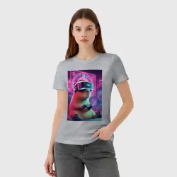 Женская футболка хлопок Каппи в виртуальном шлеме - фото 2