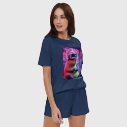 Женская пижама с шортиками хлопок Каппи в виртуальном шлеме - фото 2