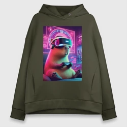 Женское худи Oversize хлопок Каппи в виртуальном шлеме