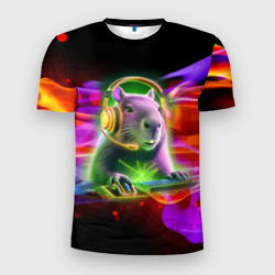 Мужская футболка 3D Slim Capybara is an avid gamer