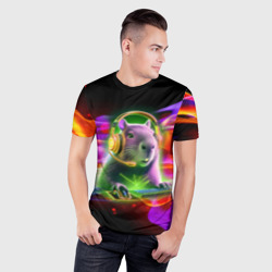 Мужская футболка 3D Slim Capybara is an avid gamer - фото 2
