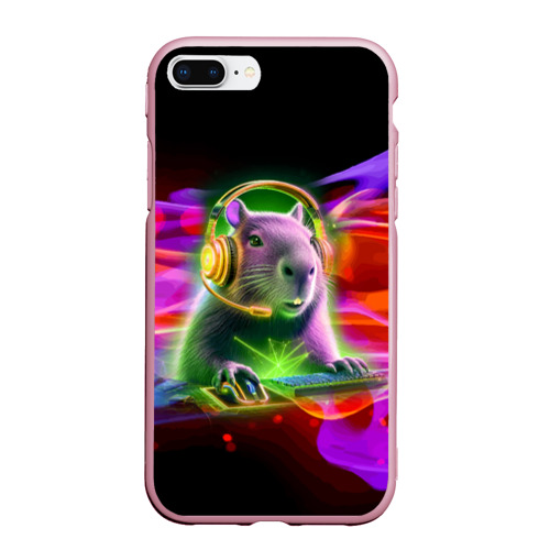 Чехол для iPhone 7Plus/8 Plus матовый Capybara is an avid gamer, цвет розовый