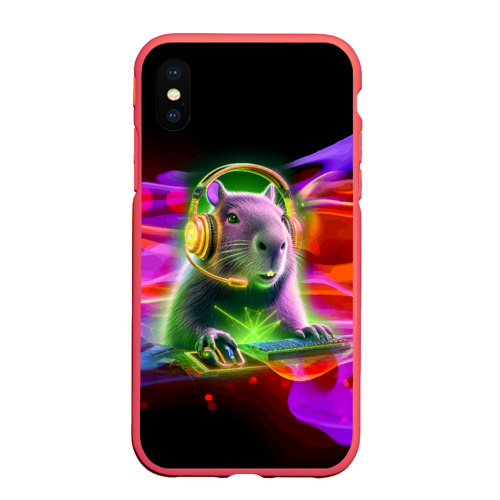 Чехол для iPhone XS Max матовый Capybara is an avid gamer, цвет красный