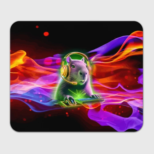 Прямоугольный коврик для мышки Capybara is an avid gamer