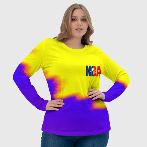 Женский лонгслив 3D НБА баскетбол краски неоновые желтые, цвет 3D печать - фото 6