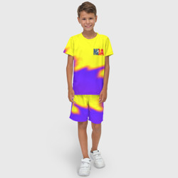 Детский костюм с шортами 3D НБА баскетбол краски неоновые желтые - фото 2