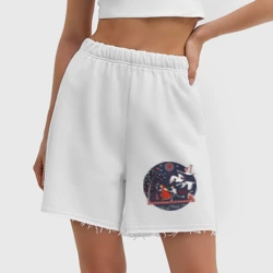 Женские шорты oversize футер хлопок Сказка Гуси - лебеди в стиле мезенской росписи - фото 2
