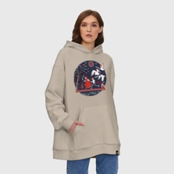 Худи SuperOversize хлопок Сказка Гуси - лебеди в стиле мезенской росписи - фото 2