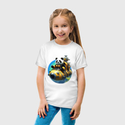 Футболка с принтом Панда-подводник для ребенка, вид на модели спереди №3. Цвет основы: белый