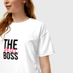 Женская футболка хлопок Oversize The real boss - фото 2