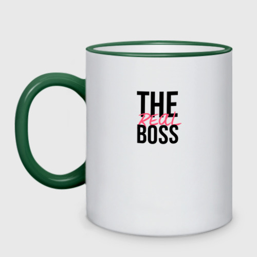 Кружка двухцветная с принтом The real boss, вид спереди #2