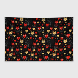 Флаг-баннер Паттерн с сердечками и котами валентинка