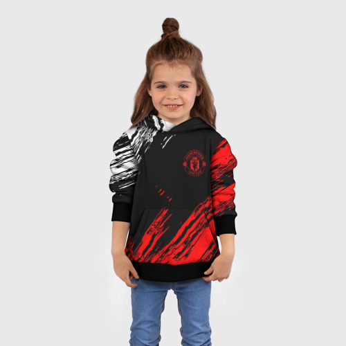 Детская толстовка 3D ФК Манчестер Юнайтед спортивные краски, цвет черный - фото 4