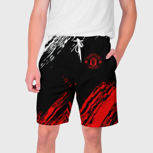 Мужские шорты 3D ФК Манчестер Юнайтед спортивные краски, цвет 3D печать
