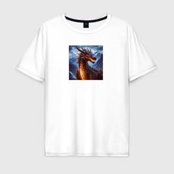Мужская футболка хлопок Oversize Дракон на склоне горы
