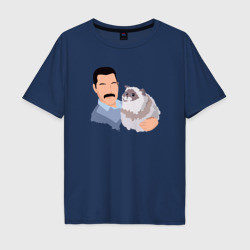 Мужская футболка хлопок Oversize Фредди с котиком