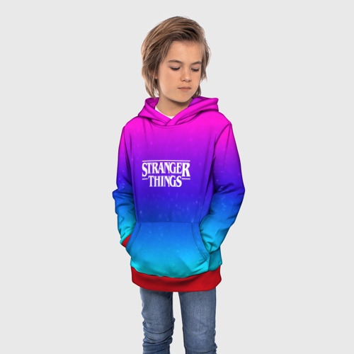 Детская толстовка 3D Stranger Things gradient colors, цвет красный - фото 3