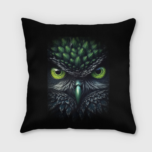 Подушка 3D Грозная зеленая сова