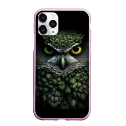 Чехол для iPhone 11 Pro Max матовый Зелено  черная  сова