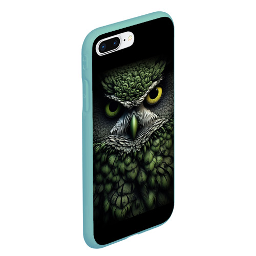 Чехол для iPhone 7Plus/8 Plus матовый Зелено  черная  сова, цвет мятный - фото 3