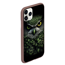 Чехол для iPhone 11 Pro Max матовый Зелено  черная  сова - фото 2