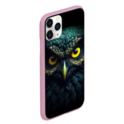 Чехол для iPhone 11 Pro Max матовый Бирюзовая сова с желтыми глазами - фото 2