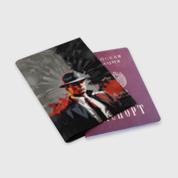Обложка для паспорта матовая кожа Мужчина фетровой шляпе  - фото 2