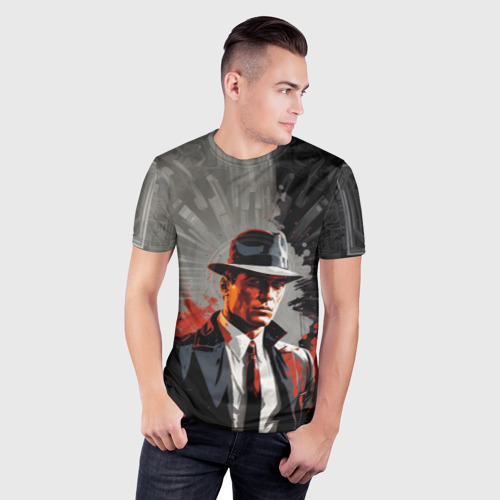 Мужская футболка 3D Slim Мужчина фетровой шляпе , цвет 3D печать - фото 3