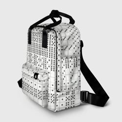 Рюкзак с принтом Домино, чёрные точки на белом - текстура для женщины, вид спереди №2. Цвет основы: белый
