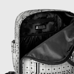 Рюкзак с принтом Домино, чёрные точки на белом - текстура для женщины, вид на модели спереди №5. Цвет основы: белый