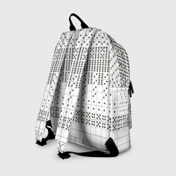 Рюкзак с принтом Домино, чёрные точки на белом - текстура для любого человека, вид сзади №1. Цвет основы: белый