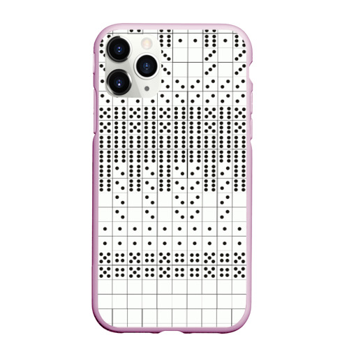 Чехол для iPhone 11 Pro матовый с принтом Домино, чёрные точки на белом - текстура, вид спереди №1