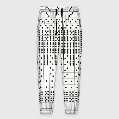 Мужские брюки с принтом Домино, чёрные точки на белом - текстура, вид спереди №1