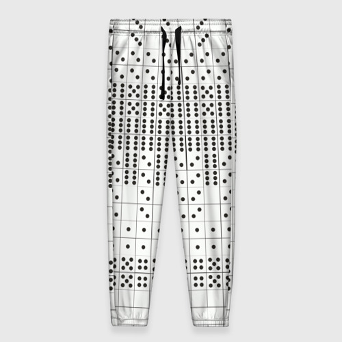 Женские брюки с принтом Домино, чёрные точки на белом - текстура, вид спереди №1