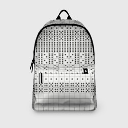 Рюкзак с принтом Домино, чёрные точки на белом - текстура для любого человека, вид спереди №3. Цвет основы: белый