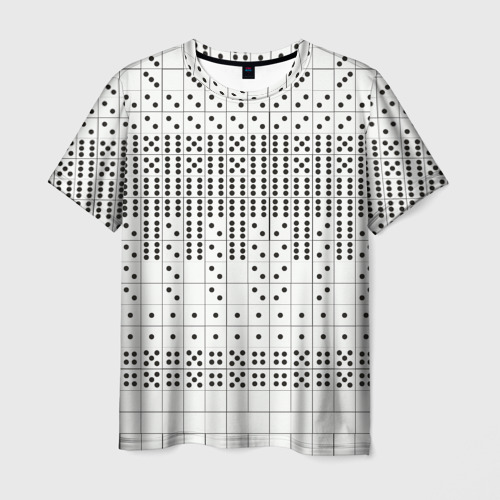 Мужская футболка с принтом Домино, чёрные точки на белом - текстура, вид спереди №1
